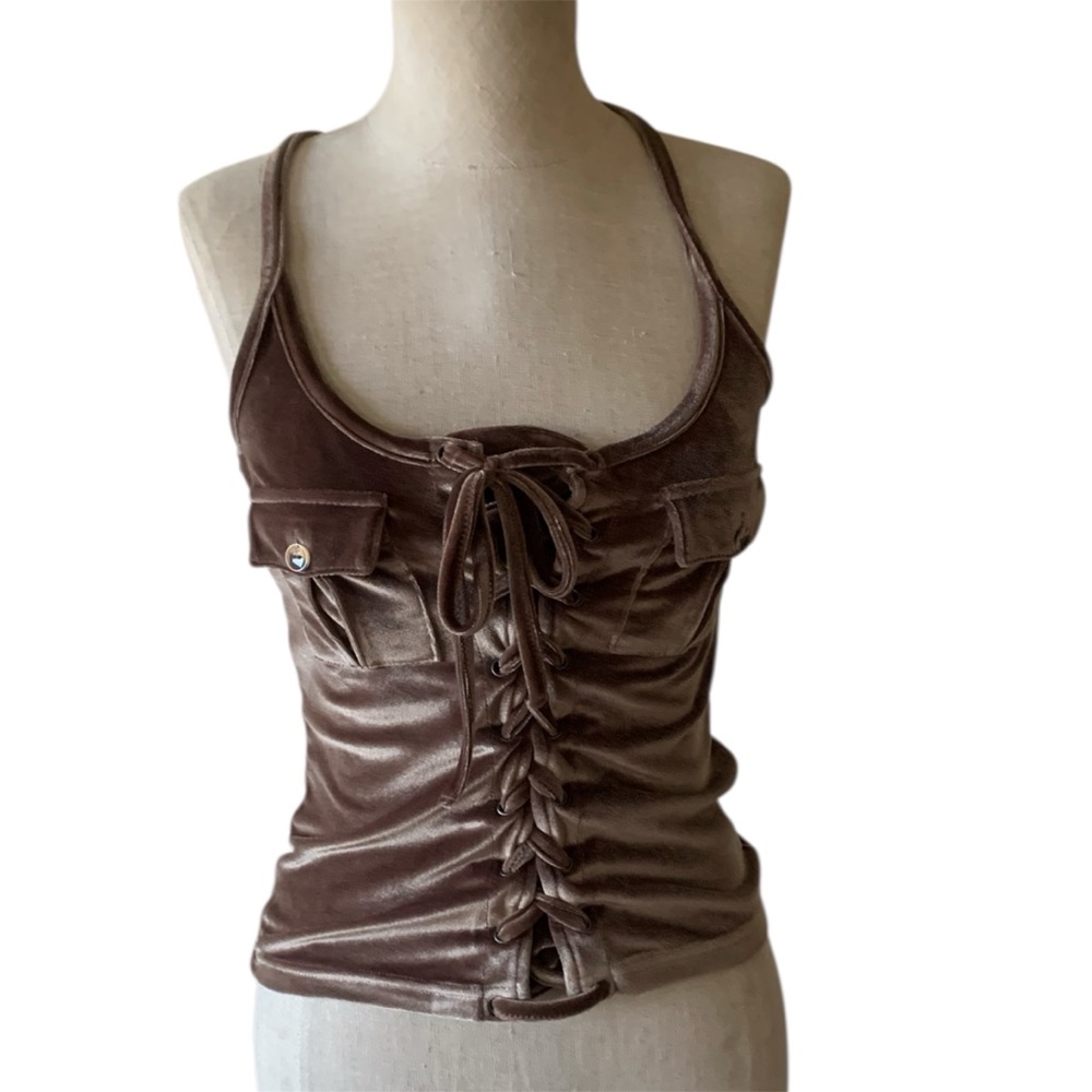 Badée Velvet Lace-Up Camisole